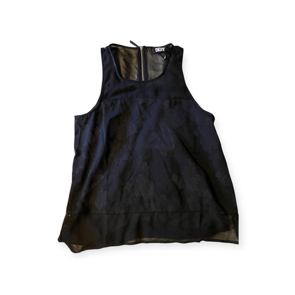 DKNY Black Sheer Lace Tank Top - Picture 2 of 5
